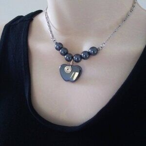 One-of-a-kind Hematite Apple Beaded Necklace! Teacher's Gift? Apple of your Eye?